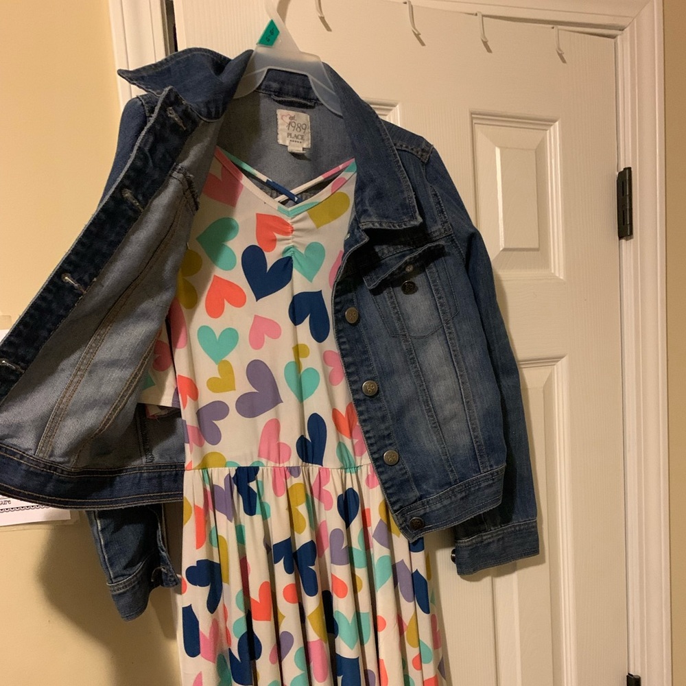 Denim jacket and Dot Dot smile dress